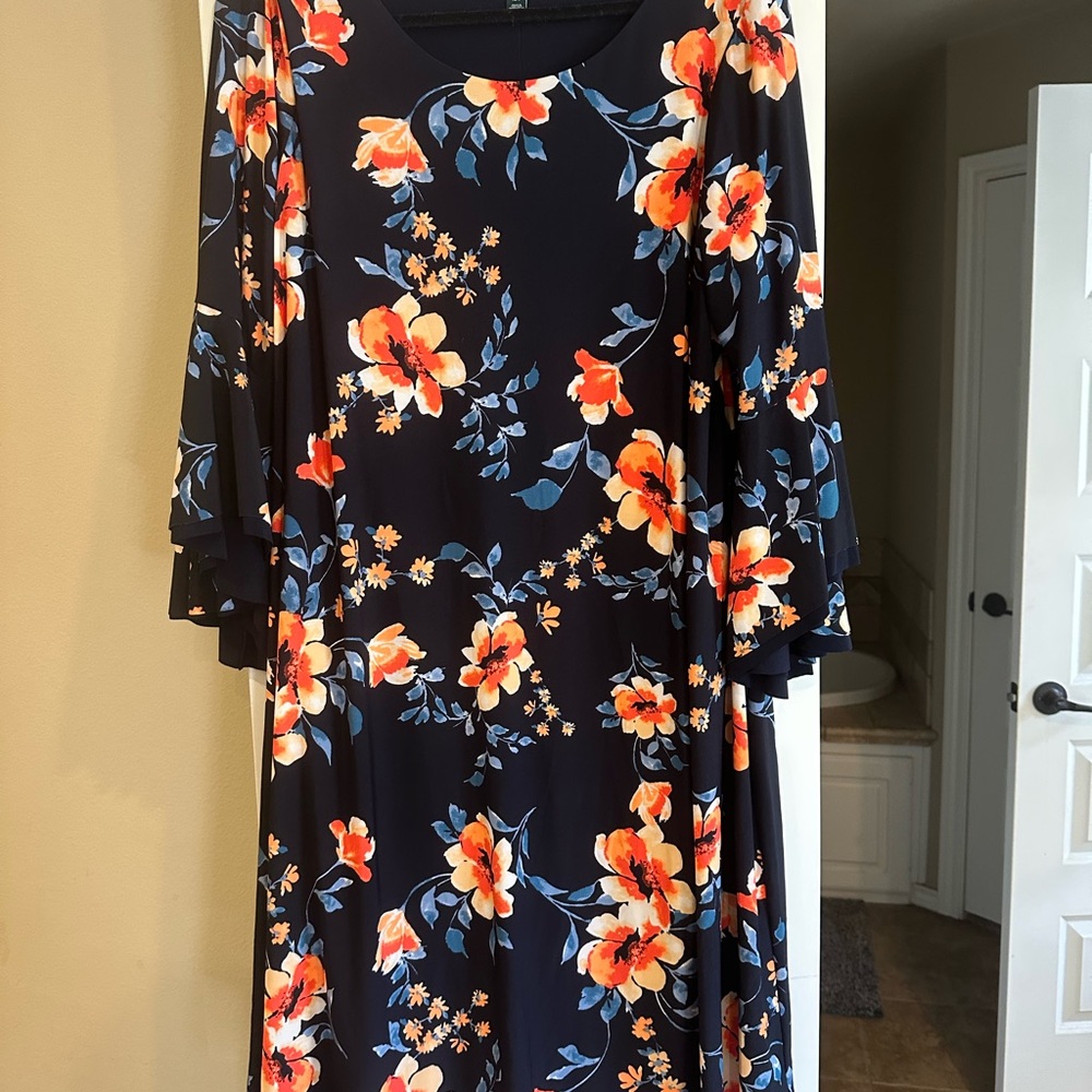 Lauren Ralph Lauren Navy Floral Long Sleeve Dress